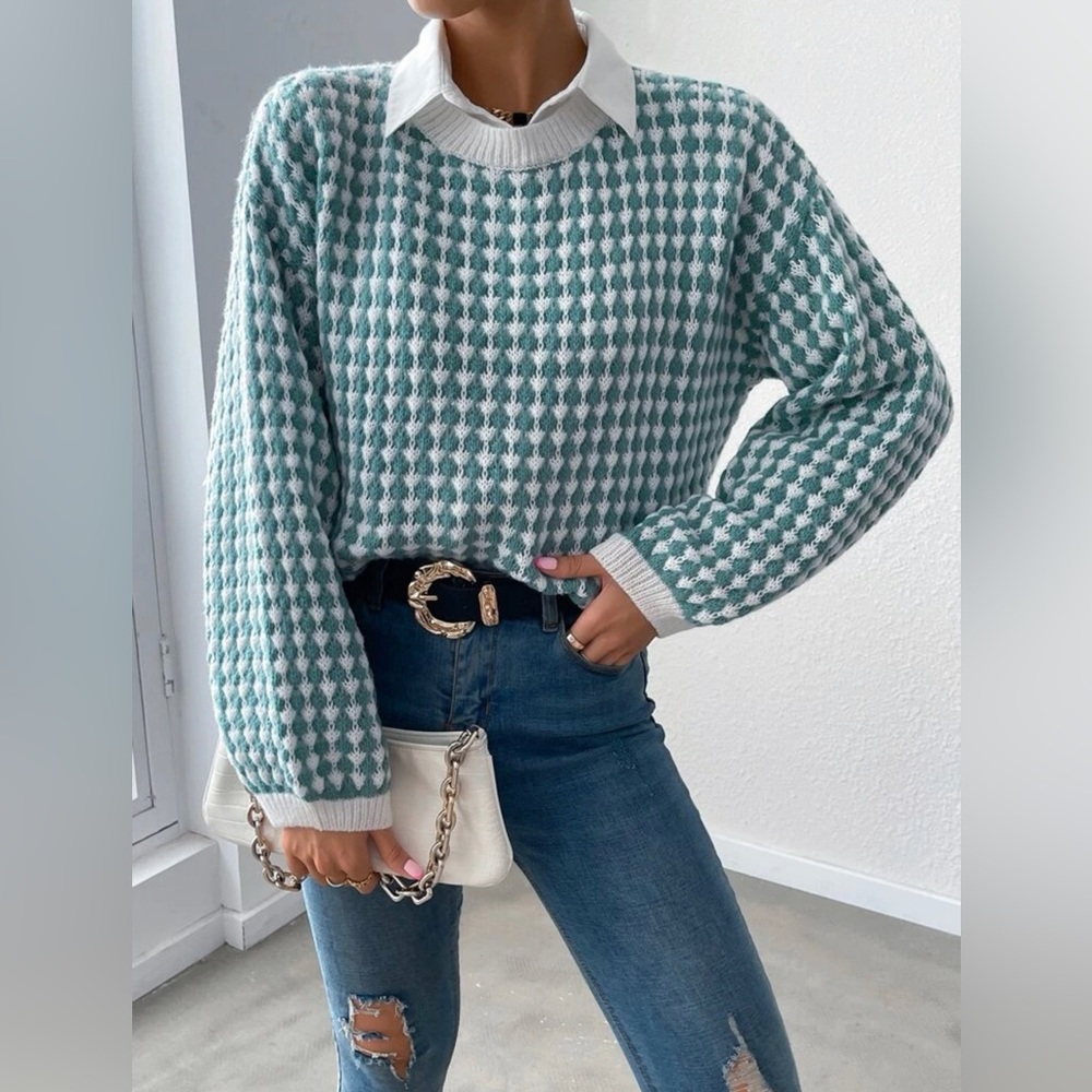 Allover Pattern Drop Shoulder Sweater Without Blouse